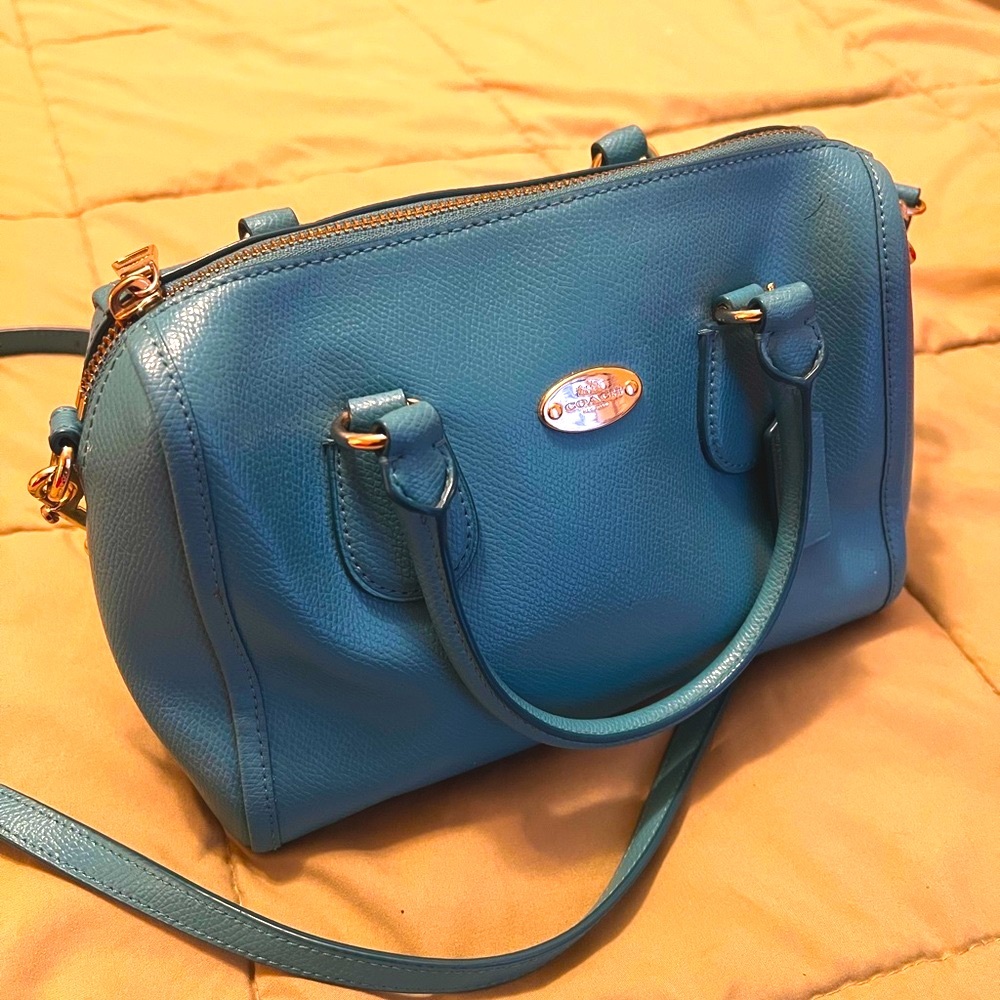 Coach Teal Pebble Leather Handbag